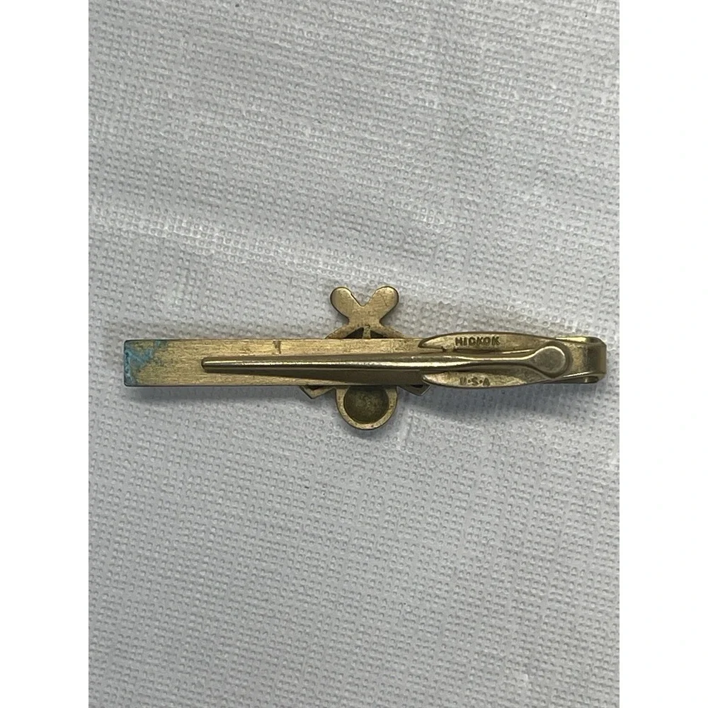 Hickok Bowling Tie Clip Gold Tone Vintage USA Bowling Pins